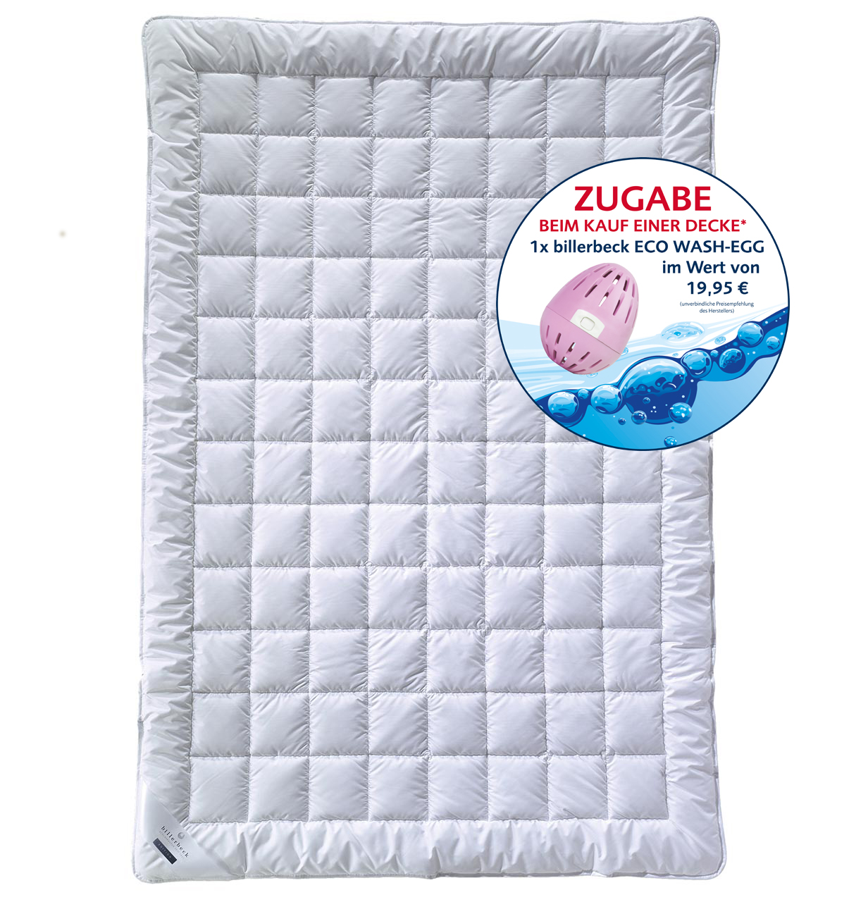 billerbeck Bettdecken Faserdecke Super Wash 135x200 cm sommerleicht Zugabe Wash Egg